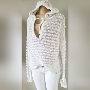Abercrombie & Fitch Women's Slouchy Knit Hooded Sweater White XS/S Oversized